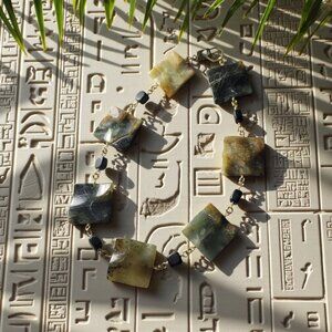 Egyptian Echo Collar Necklace, Natural Marble and River Rock